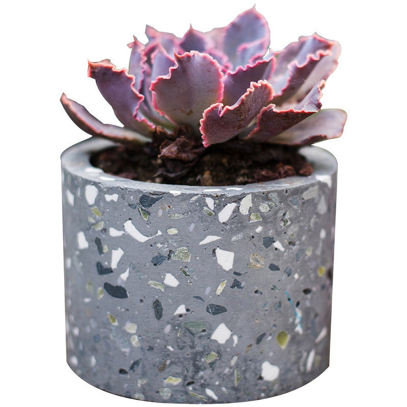 Terrazzo concrete flower pot