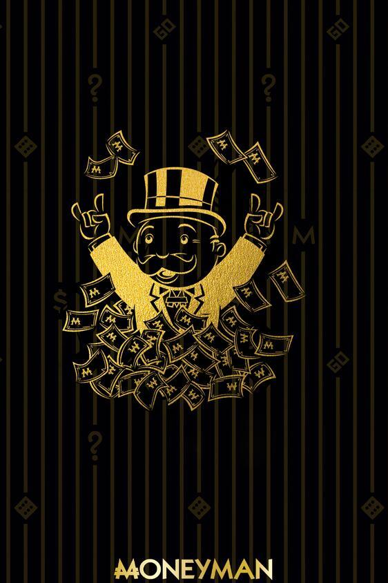 Abstract Golden Monopoly Art Posters And Prints Rich Money Man Pictures On Canvas Wall Paintings