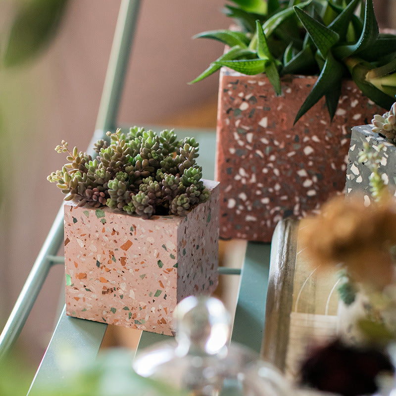 Terrazzo concrete flower pot