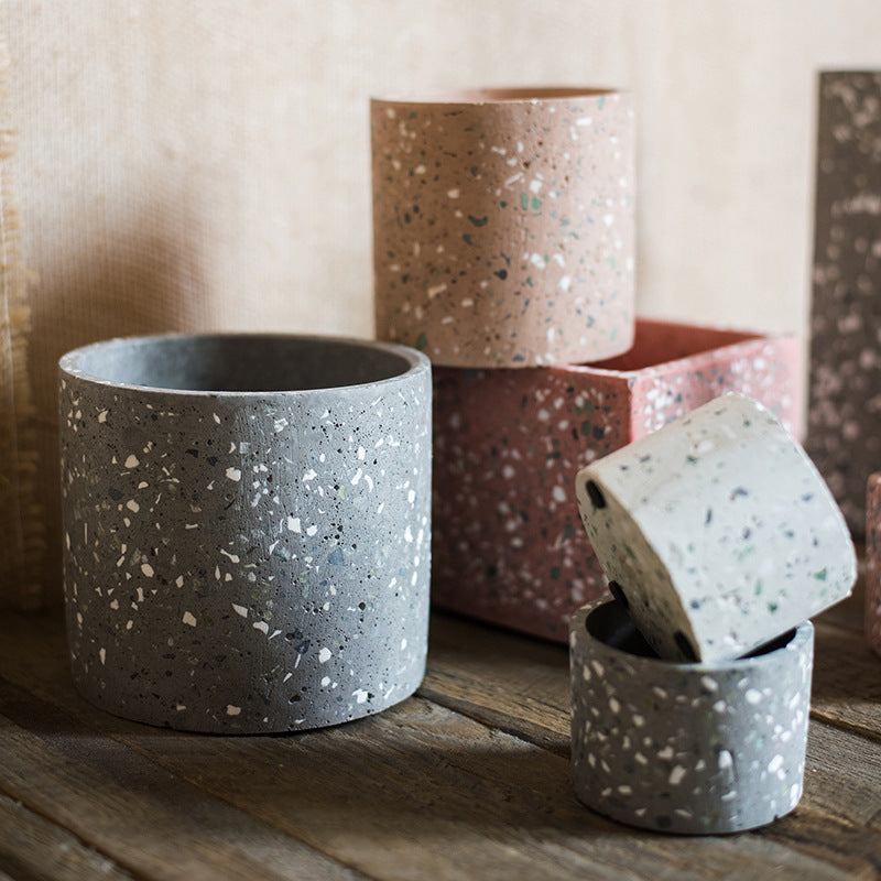 Terrazzo concrete flower pot