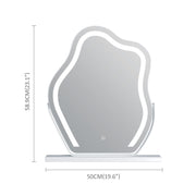 Vanity Makeup Cloud LED Mirror With Lights Strip Smart Control Wall Mount Decor Glass Hanging Removable