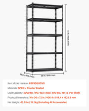 Storage Shelves 5 Tier Adjustable Heavy Duty Garage Shelving Units 2000 Lbs