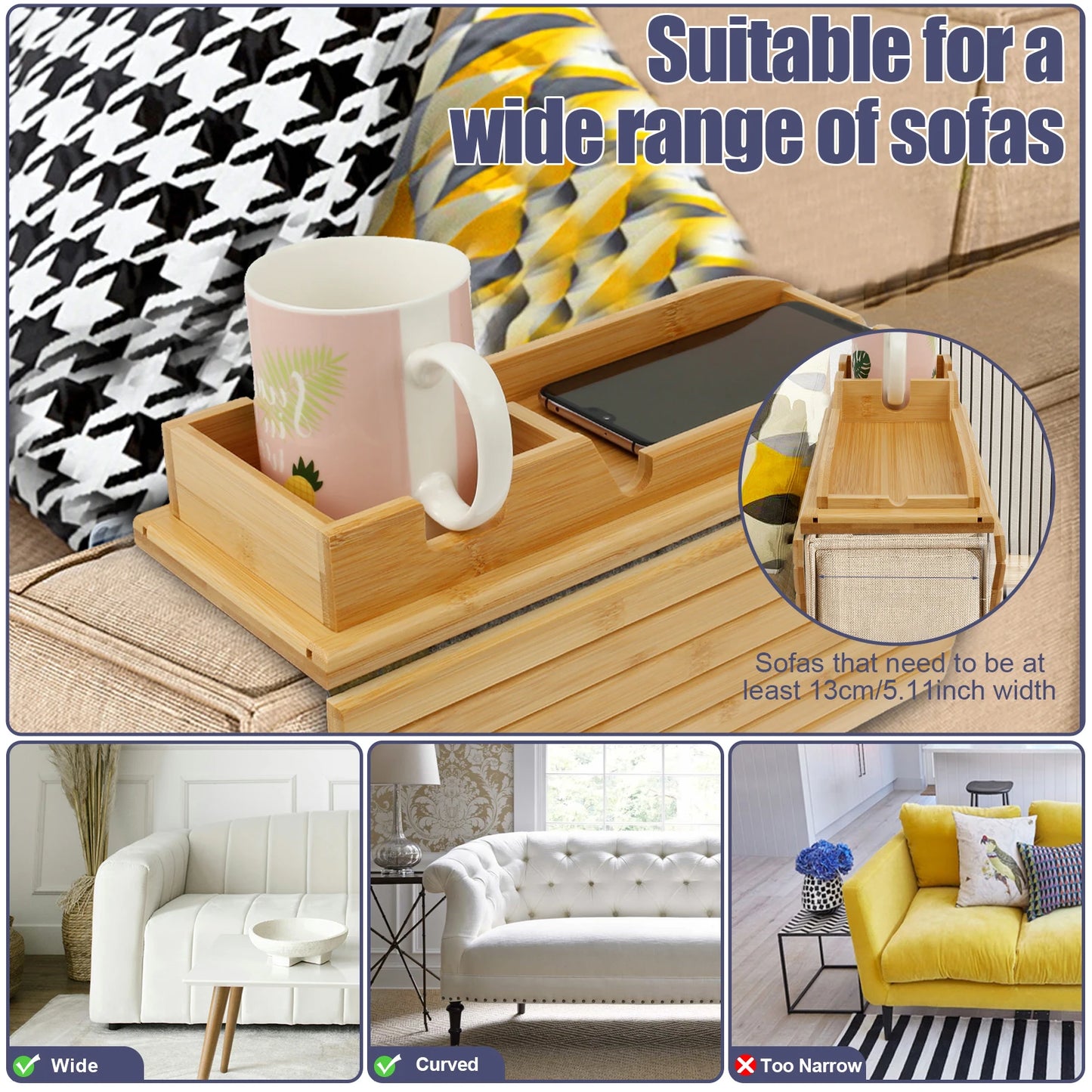 VogueHouses™ Wooden Couch Cup Holder – Spill-Free Relaxation